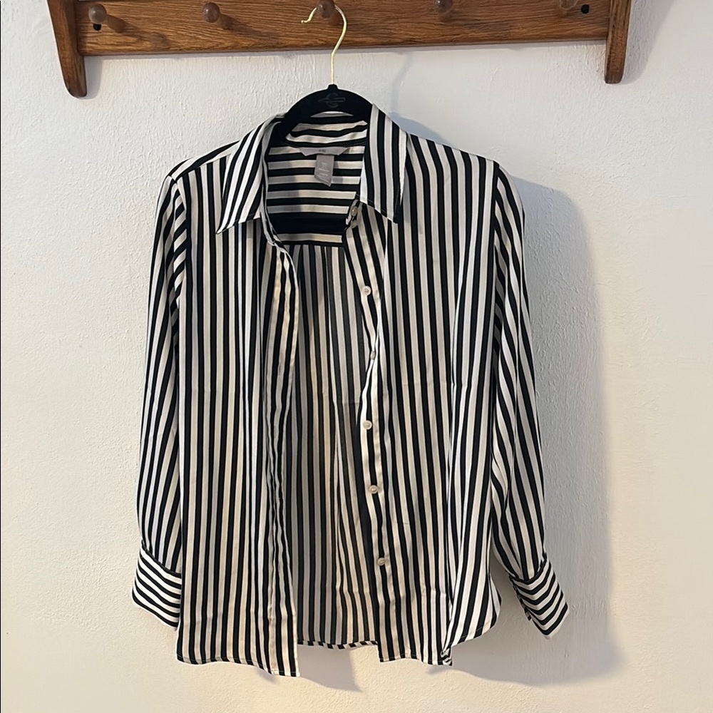 Classic Black and White Striped Woman’s Blouse